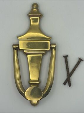 Vintage Solid Brass Door Knocker with Mounting Bolts Traditional Colonial Entry